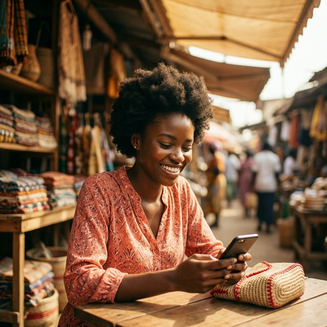 A Nigerian seller confidently using Naiya tools.